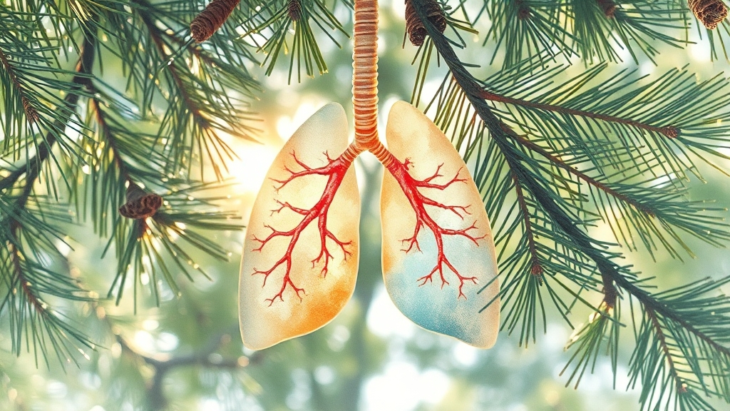 송담 효능: 폐 건강 지킴이 (watercolor 스타일)