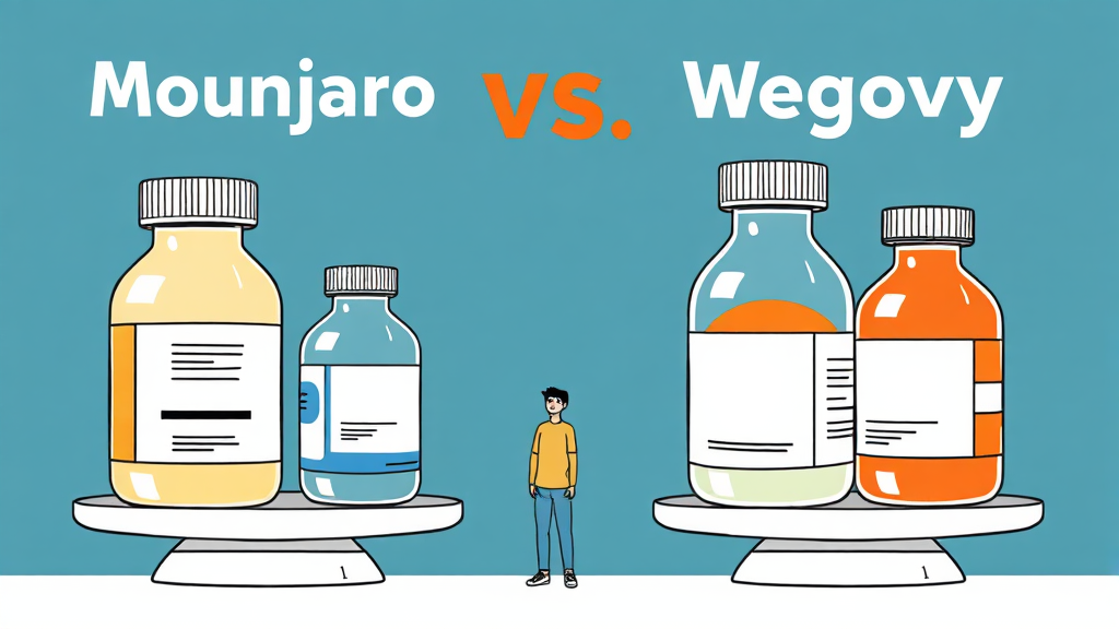 마운자로 vs 위고비, 뭐가 다를까? (illustration 스타일)