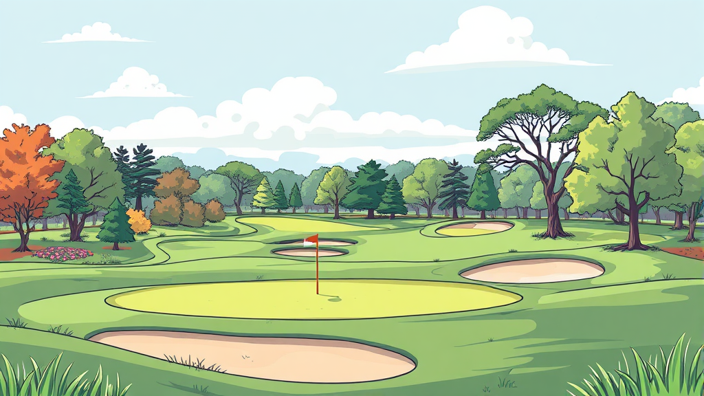 파크골프장 코스 및 시설 둘러보기 (illustration 스타일)