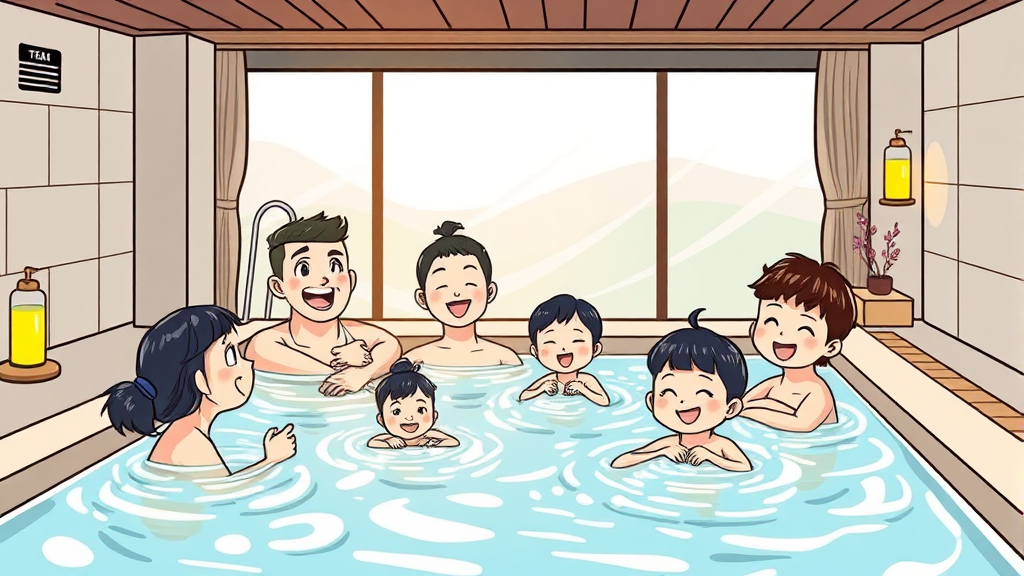 가족탕 숙소 선택 꿀팁 (cartoon 스타일)