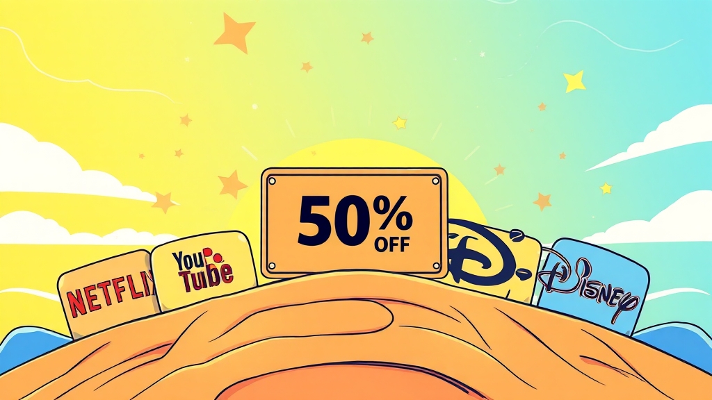 인기 OTT 할인 카드, 뭐가 좋을까? (illustration 스타일)