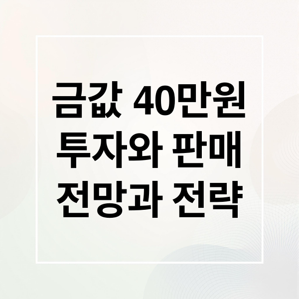 금값 40만원
투자와 판매
전망과 전략 (금값시세 1돈 40만원)