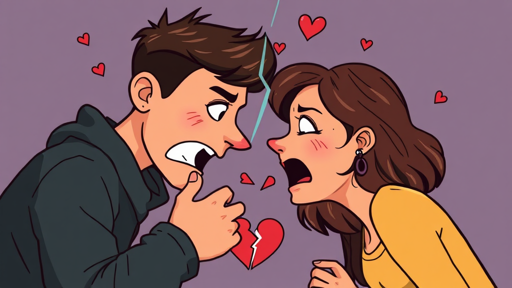 위기의 부부 관계, 파국 막는 법 4 잦은 다툼과 감정 소모 증가 (cartoon 스타일)