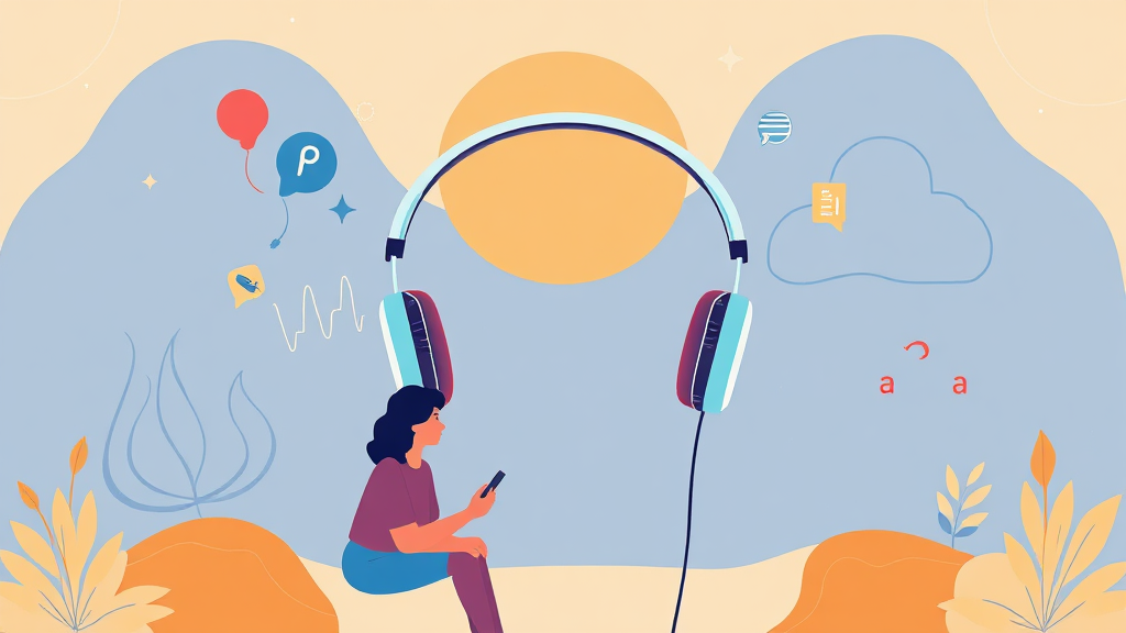 AI 기반 실시간 번역 및 대화 인식 기능 (illustration 스타일)