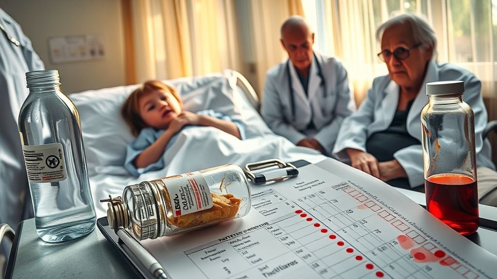 식중독 고위험군과 응급 상황 (realistic 스타일)