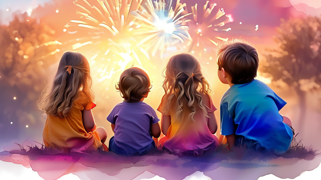 가족과 함께 즐기기 좋은 축제 (watercolor 스타일)