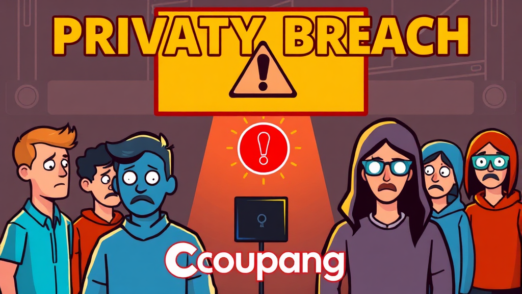 쿠팡 개인정보 유출 사건 개요 (cartoon 스타일)