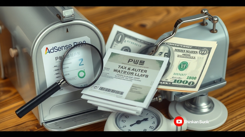 애드센스 PIN 번호 및 세금 정보 (realistic 스타일)