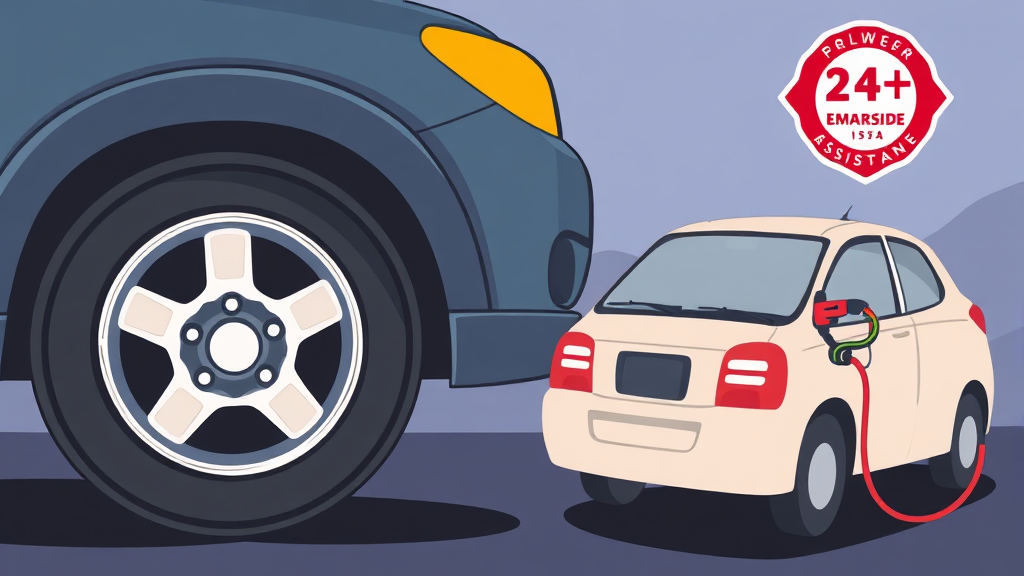 타이어 펑크, 배터리 방전 등 긴급 상황별 대처법 (illustration 스타일)