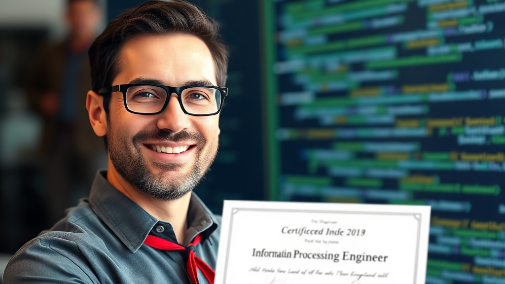 정보처리산업기사 자격증 정보 (realistic 스타일)