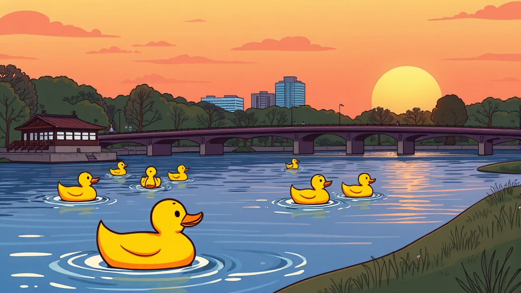 오호리 공원: 도심 속 휴식 (cartoon 스타일)