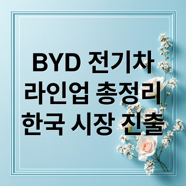 BYD 전기차
라인업 총정리
한국 시장 진출 (BYD 전기차 라인업)