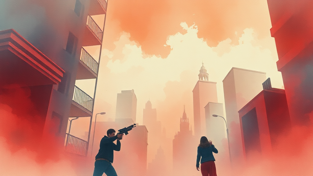 층간소음 갈등 심화 (watercolor 스타일)