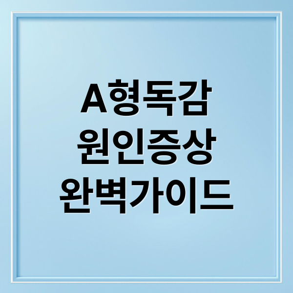 A형독감
원인증상
완벽가이드 (A형 독감 증상 및 치료, 예방법)