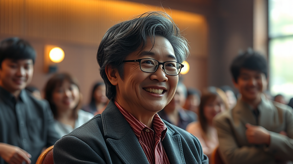 후배 양성과 사회 기여 (realistic 스타일)