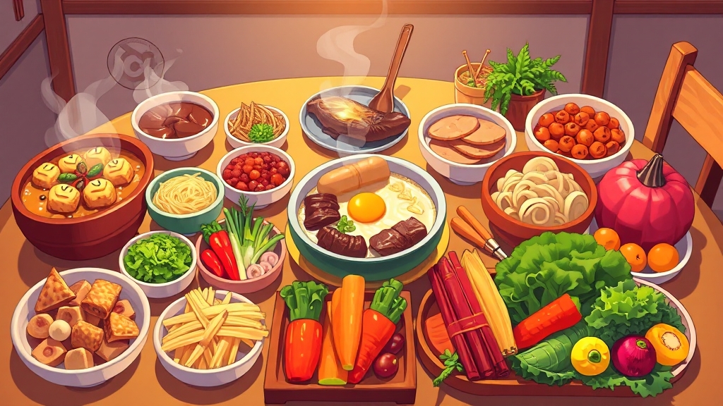 복날 보양식: 삼계탕 외 추천 메뉴 (cartoon 스타일)