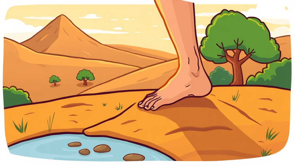 맨발걷기의 놀라운 건강 효과와 과학적 원리 (cartoon 스타일)