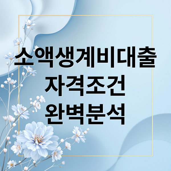 소액생계비대출
자격조건
완벽분석 (소액생계비대출 후기)