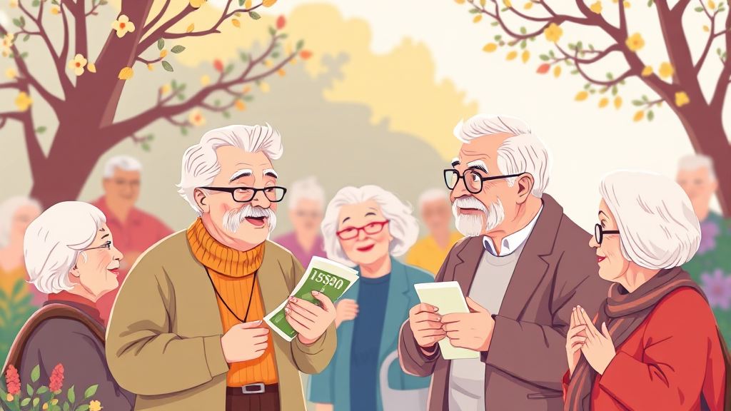 노인일자리 지원사업 참여 시 얻는 혜택 (illustration 스타일)