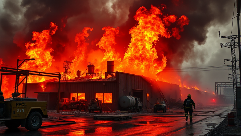 SPC삼립 시화공장 화재 개요 (realistic 스타일)