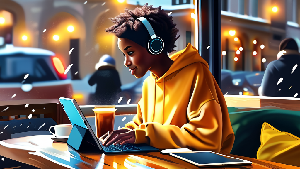 갤럭시 북 12.0 LTE, 다양한 환경에서의 인터넷 사용 시나리오 (realistic 스타일)