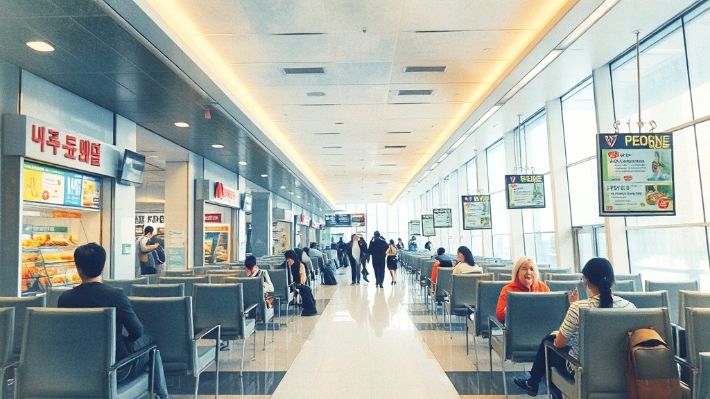 인천공항 맛집 & 편의시설 꿀팁 (watercolor 스타일)