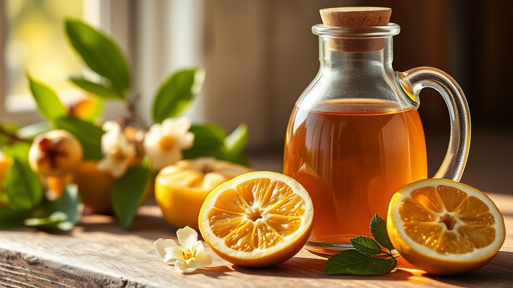 설탕 없이 만드는 건강한 모과청 (realistic 스타일)