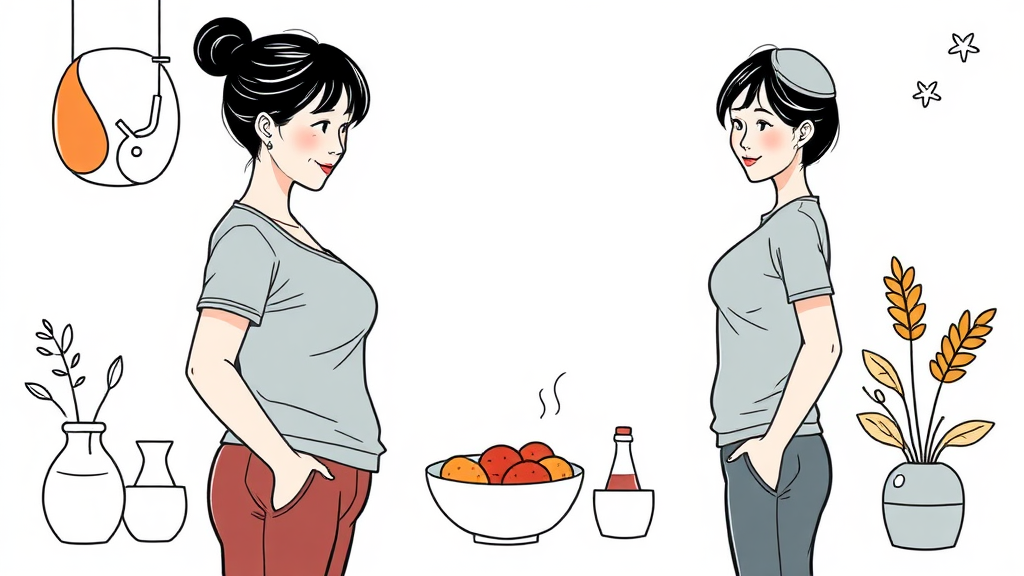 다이어트 효과 및 체중 변화 (illustration 스타일)