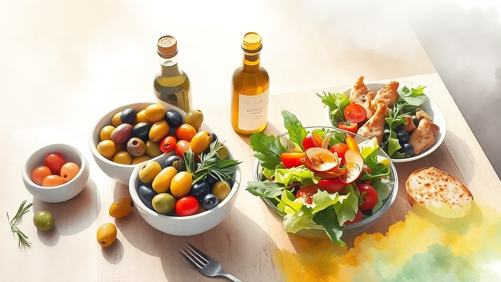 올리브 오일 종류별 특징 비교 (watercolor 스타일)