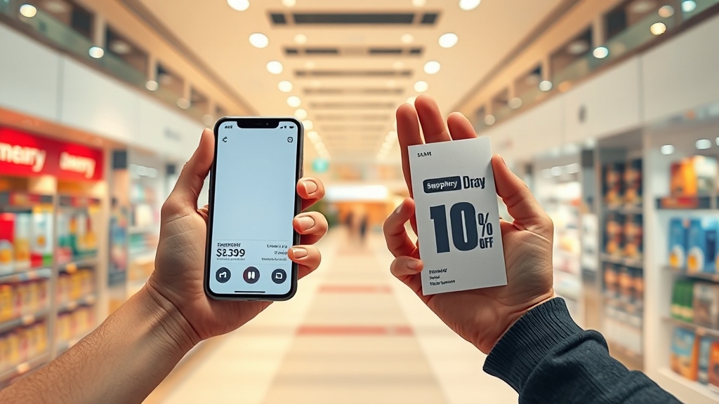 온라인 vs 오프라인, 어디서 살까? (realistic 스타일)