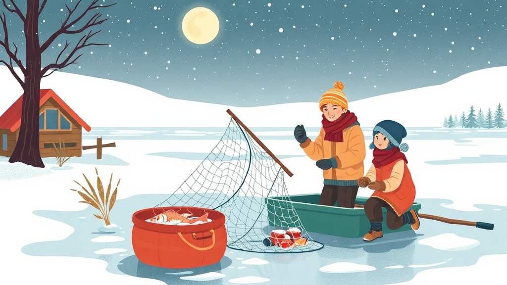 얼음낚시, 이것만 알면 성공! (illustration 스타일)