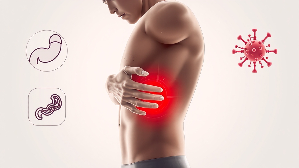 장염, 배탈 vs 식중독: 차이점은? (illustration 스타일)