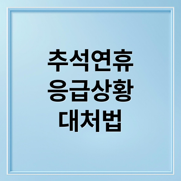 추석연휴
응급상황
대처법 (추석 연휴 병원 약국 응급 대처)
