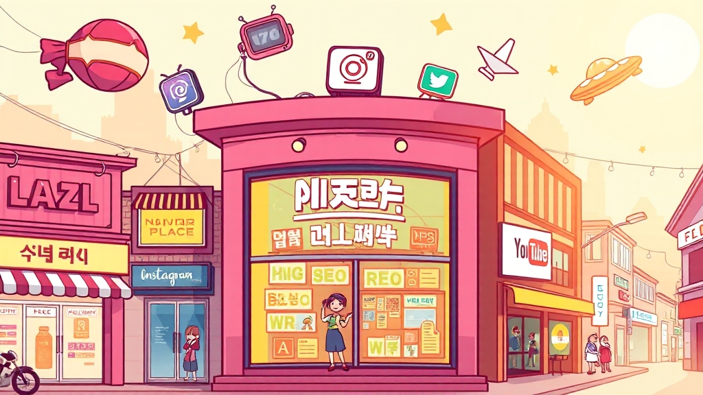 핵심 채널 & 마케팅 방법 (cartoon 스타일)