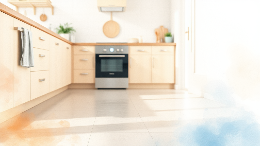 소주와 쌀뜨물, 주방 바닥 청소의 만능 조합 (watercolor 스타일)