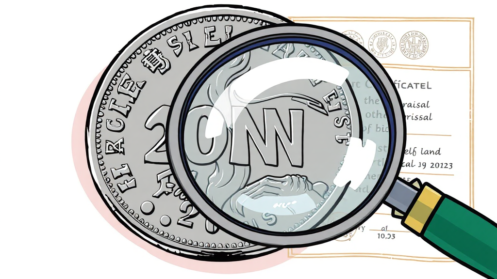 희귀 동전 진위 확인 및 감정 방법 (cartoon 스타일)