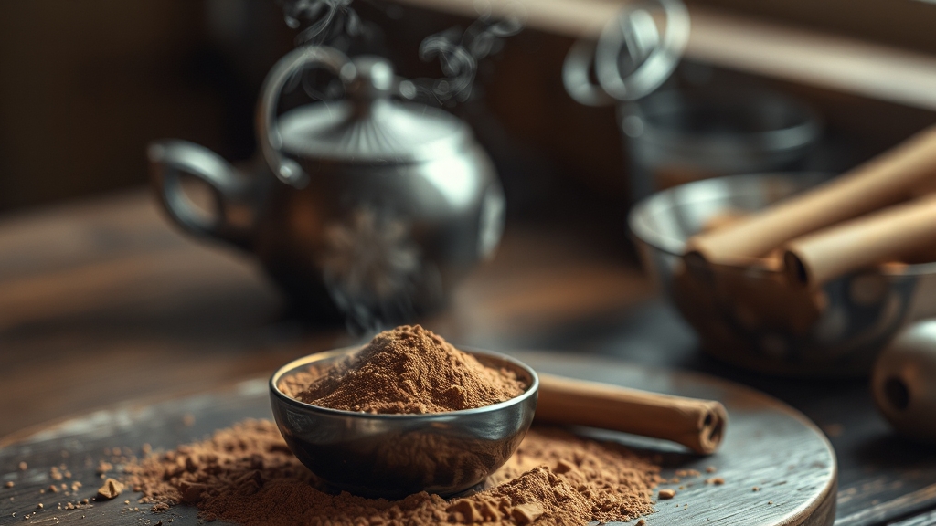 계피가루, 주요 효능은? (realistic 스타일)