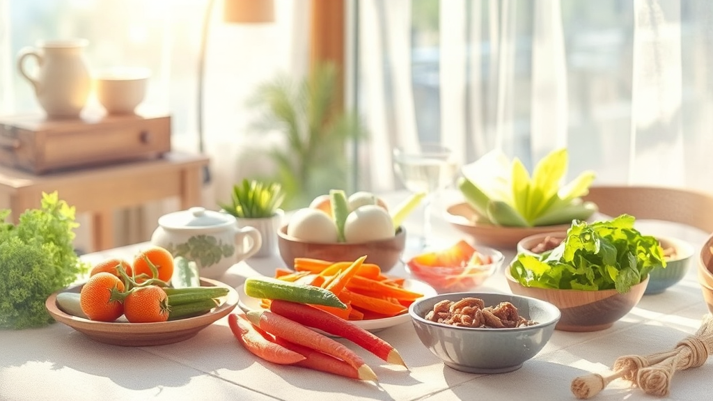 건강하고 맛있는 궁채나물 (watercolor 스타일)