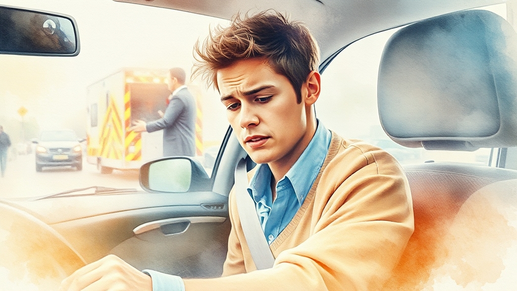 사고 시 운전자 대응법 (watercolor 스타일)