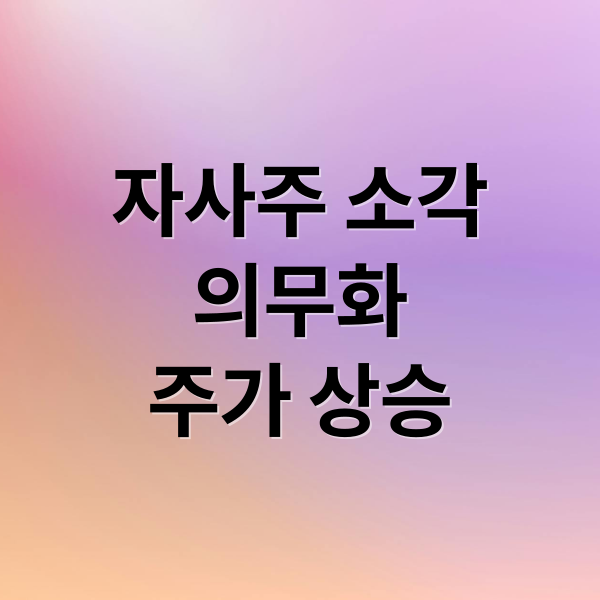 자사주 소각
의무화
주가 상승 (자사주 소각 의무화 지주사 재평가)