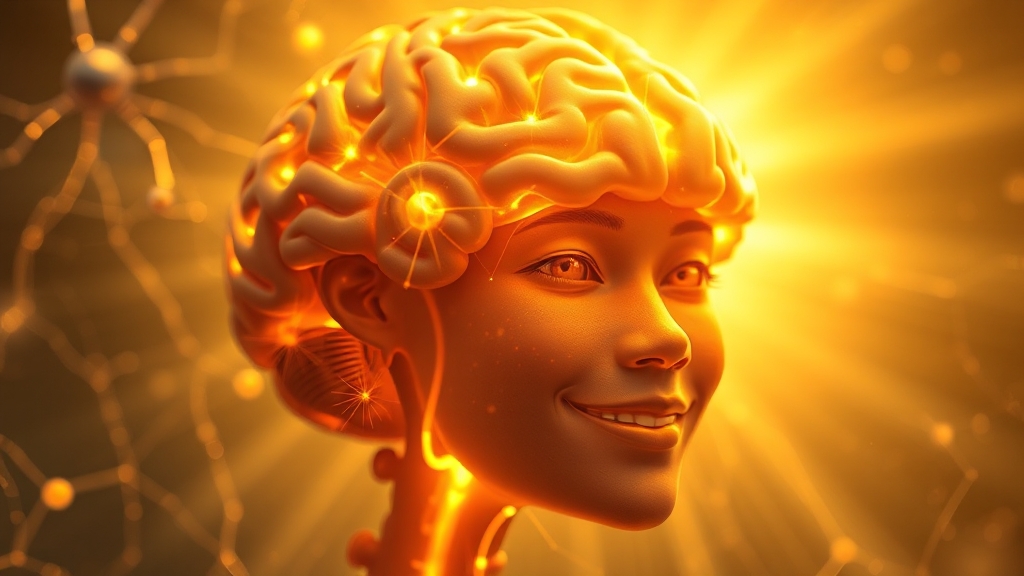 뇌 속 세로토닌 조절 원리 (realistic 스타일)