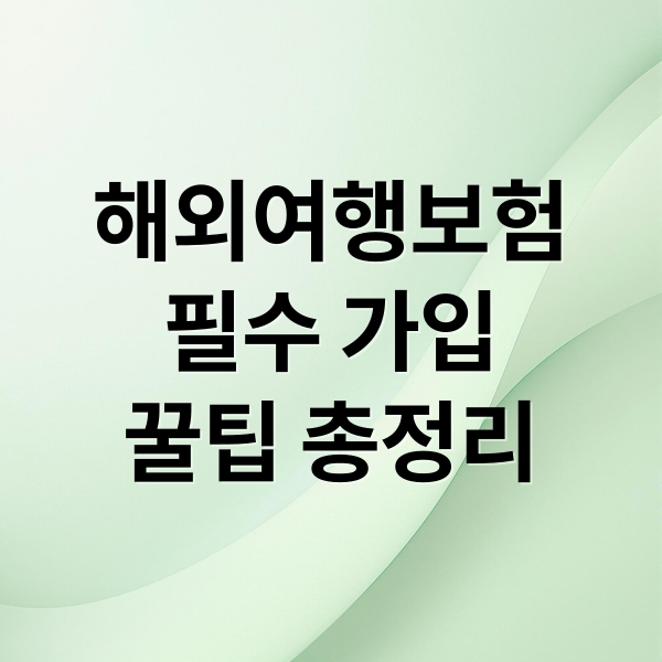 해외여행보험
필수 가입
꿀팁 총정리 (중국여행 준비물 해외여행보험)