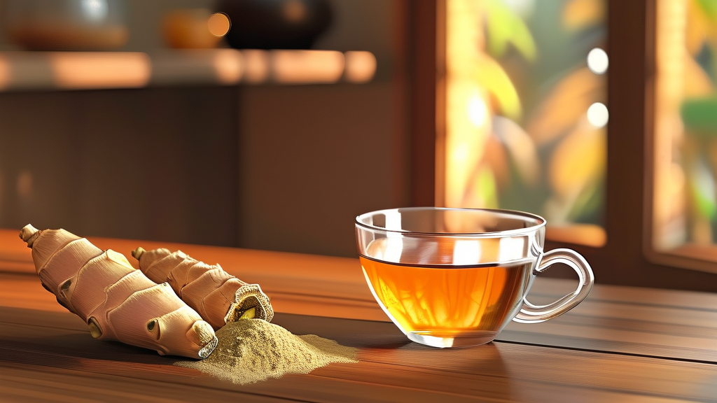 건강 음료로서의 칡즙: 언제 어떻게 마시는 것이 좋을까? (realistic 스타일)