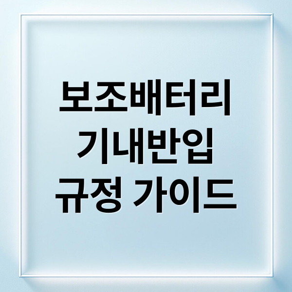 보조배터리 기내 반입 2025 핵심 요약 인포그래픽