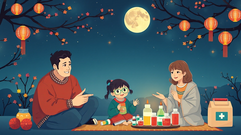 추석 연휴 필수 상비약 체크리스트 (illustration 스타일)
