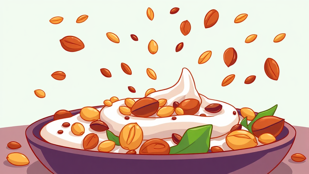 견과류와 씨앗류: 마그네슘의 보고 (cartoon 스타일)