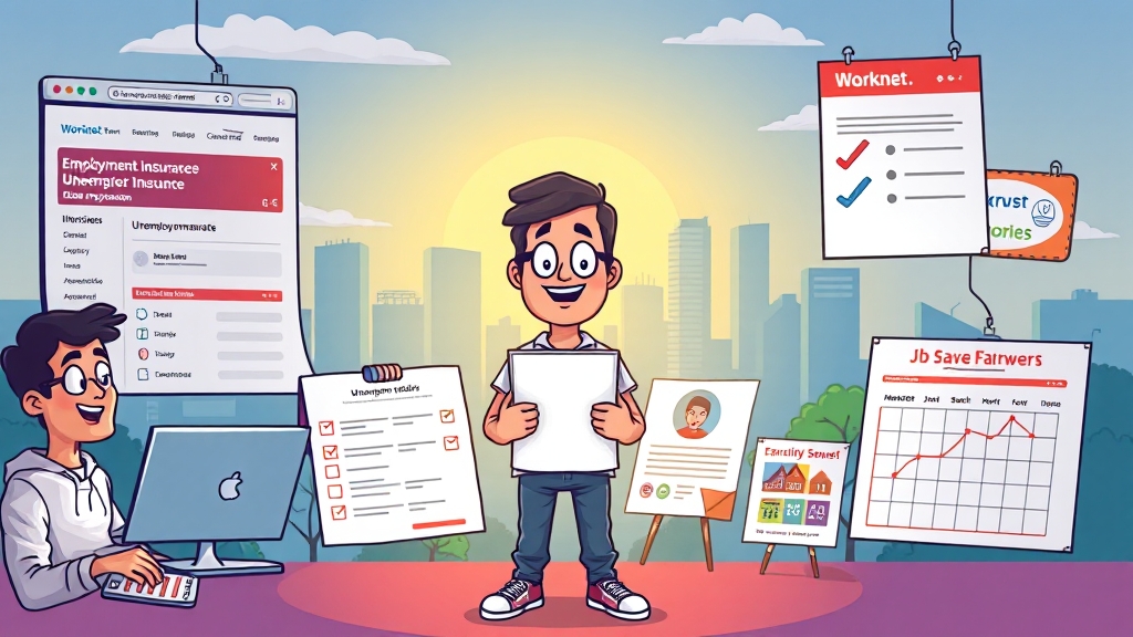 실업급여, 어떻게 신청하나요? (cartoon 스타일)