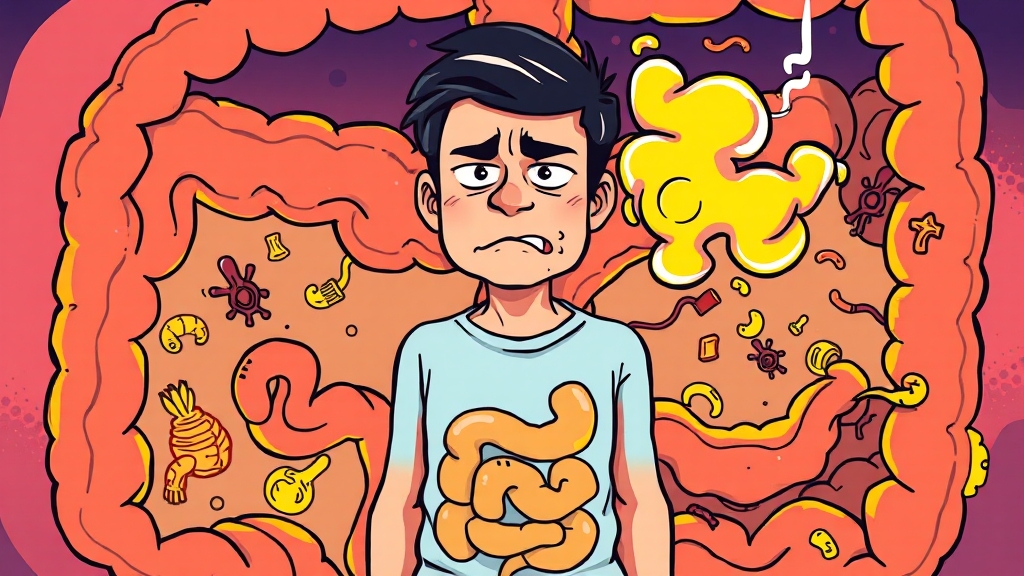 장 건강과 방귀 냄새 (cartoon 스타일)