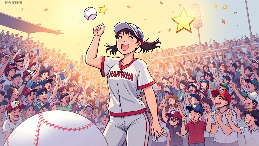 김서현, 역대 최다 득표의 주인공 (cartoon 스타일)