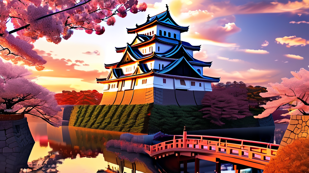 오사카의 랜드마크: 역사와 낭만을 품은 명소들 (realistic 스타일)